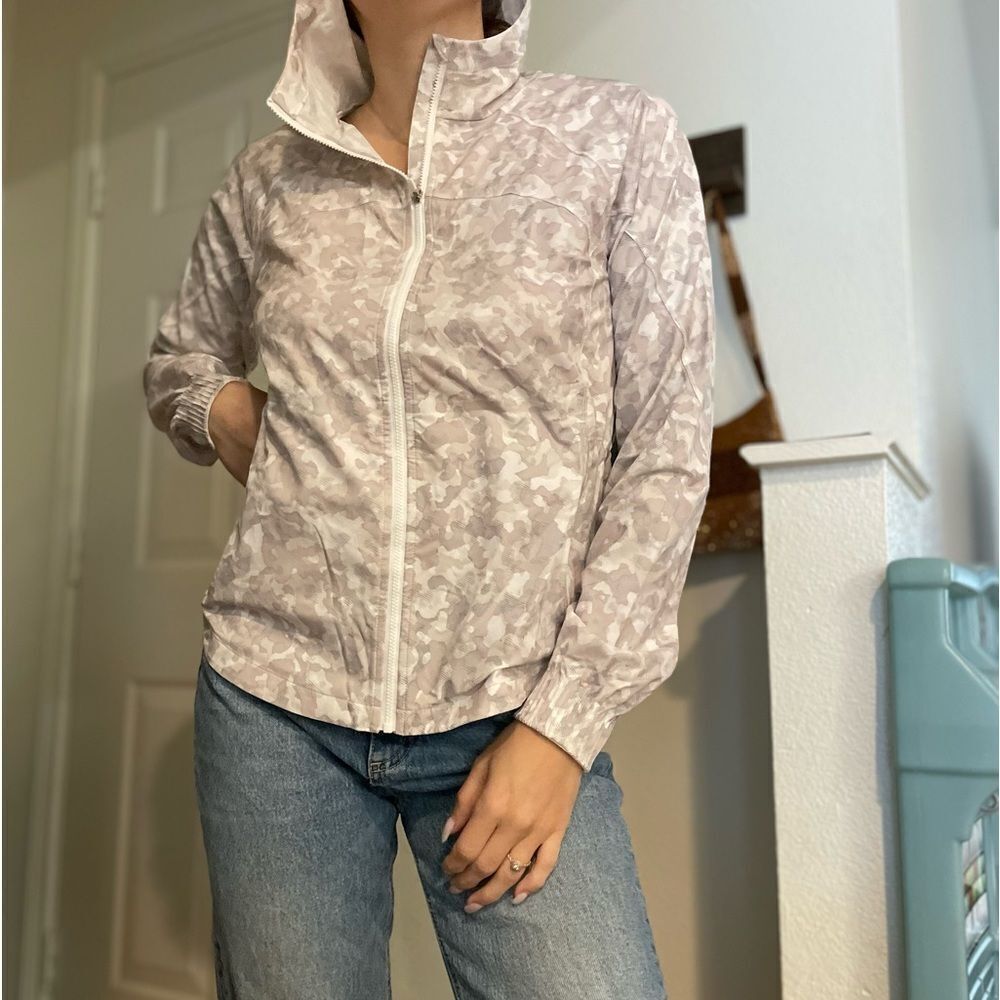 Athleta‎ Racer Run Lightweight Jacket Size Small Pink Grey Camo